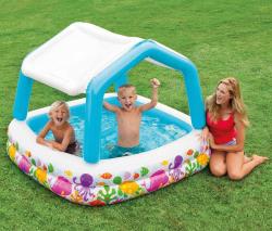 Intex Bazén dětský nafukovací se stříškou oceán 157x157x122cm čtverec 57470