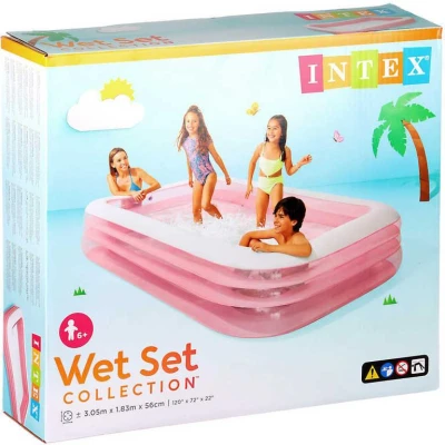 Intex Bazén obdelníkový nafukovací Family 305x183cm růžový 58487