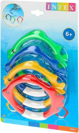 Intex Kroužky barevné rybička do vody na potápění set 4ks na kartě 55507