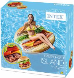 Intex Lehátko nafukovací Hamburger 145x142cm matrace s úchyty na vodu 58780