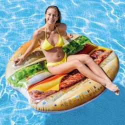 Intex Lehátko nafukovací Hamburger 145x142cm matrace s úchyty na vodu 58780