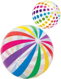 Intex Míč nafukovací 107cm průhledný puntíky / proužky 2 druhy na vodu 59065