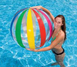 Intex Míč nafukovací 107cm průhledný puntíky / proužky 2 druhy na vodu 59065