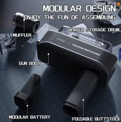 IQ models Elektrická vodní pistole NUMBER-72 - skládací - modrá