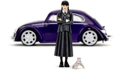 Jada Auto VW Beetle 1972 volný chod set s figurkou Wednesday kov
