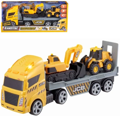 JCB Auto transport s přívěsem a 2 pracovními stroji na baterie Světlo Zvuk