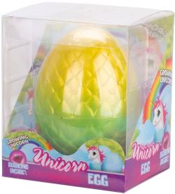 Jednorožec ve vejci ve vodě líhnoucí a rostoucí s drahokamem 3 barvy