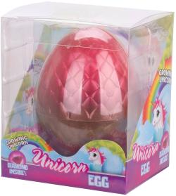 Jednorožec ve vejci ve vodě líhnoucí a rostoucí s drahokamem 3 barvy