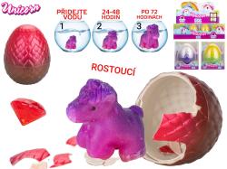 Jednorožec ve vejci ve vodě líhnoucí a rostoucí s drahokamem 3 barvy