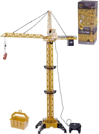 Jeřáb stavební 128cm ovládání na kabel set s doplňky na baterie plast Jeřáb stavební 128cm ovládání na kabel set s doplňky na baterie plast