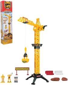 Jeřáb stavební manuální ovládání 57cm set se 2 pracovními auty a doplňky
