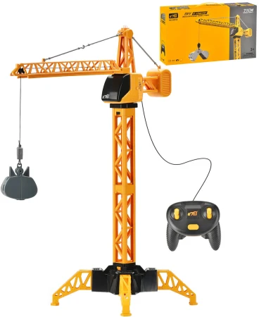 Jeřáb žlutý věžový stavební 71cm ovládání na kabel na baterie