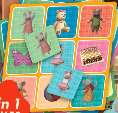 Jiri Models HRA Bingo Dům myšek Sam a Julie 3v1 (společenská hra)