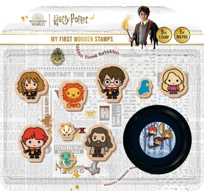 Jiri Models Moje první razítka Harry Potter set 9ks s poduškou DŘEVO