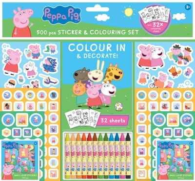 Jiri Models Samolepkový set s omalovánkami a voskovkami Peppa Pig