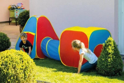 John Dětské stany látkové set 3ks Pop-Up Teepee + Krychle + Prolézací tunel