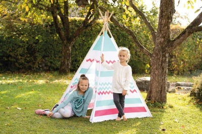 John Indiánský dětský stan Teepee 120x160x120cm dřevěná konstrukce