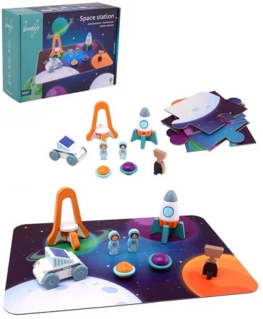 JOUECO DŘEVO Vesmírná stanice set puzzle skládačka s figurkami a doplňky JOUECO DŘEVO Vesmírná stanice set puzzle skládačka s figurkami a doplňky