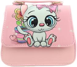 Kabelka kočička růžová lakovaná 17x16cm s popruhem přes rameno