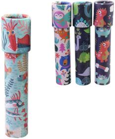 Kaleidoskop veselý dětský krasohled s potiskem zvířátka plast 4 druhy