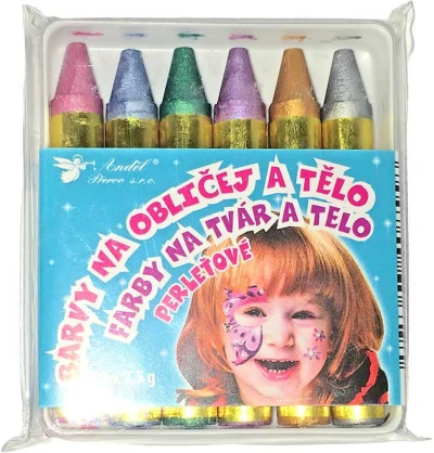 KARNEVAL Barvy na obličej a tělo set 6ks perleťové (karnevalový doplněk) KARNEVAL Barvy na obličej a tělo set 6ks perleťové (karnevalový doplněk)
