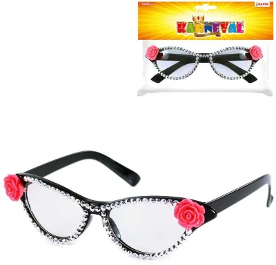 KARNEVAL Brýle retro zdobené s růží dospělé (karnevalový doplněk) KARNEVAL Brýle retro zdobené s růží dospělé (karnevalový doplněk)