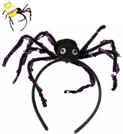KARNEVAL Čelenka halloween s pavoukem (karnevalový doplněk)