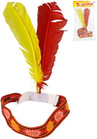 KARNEVAL Čelenka indiánská ribana s výšivkou barevná péra