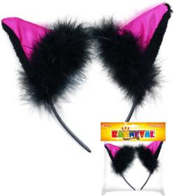 KARNEVAL Čelenka kočka s ušima s peřím v sáčku (karnevalový doplněk)