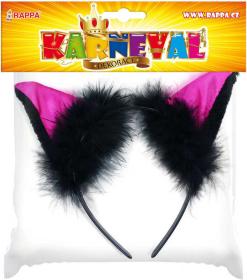 KARNEVAL Čelenka kočka s ušima s peřím v sáčku (karnevalový doplněk)