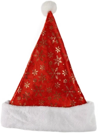 KARNEVAL Čepice vánoční červená 40cm zlaté vločky Santa Claus KARNEVAL Čepice vánoční červená 40cm zlaté vločky Santa Claus