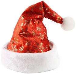 KARNEVAL Čepice vánoční červená 40cm zlaté vločky Santa Claus
