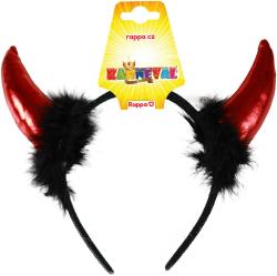 KARNEVAL Čertí rohy s peřím čelenka (karnevalový doplněk)