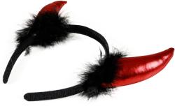 KARNEVAL Čertí rohy s peřím čelenka (karnevalový doplněk)