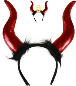 KARNEVAL Čertí rohy s peřím maxi čelenka (karnevalový doplněk)