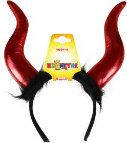 KARNEVAL Čertí rohy s peřím maxi čelenka (karnevalový doplněk)