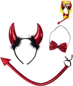 KARNEVAL Čertovská sada rohy + ocas + motýlek (karnevalový doplněk) KARNEVAL Čertovská sada rohy + ocas + motýlek (karnevalový doplněk)