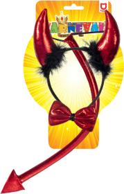 KARNEVAL Čertovská sada rohy + ocas + motýlek (karnevalový doplněk)