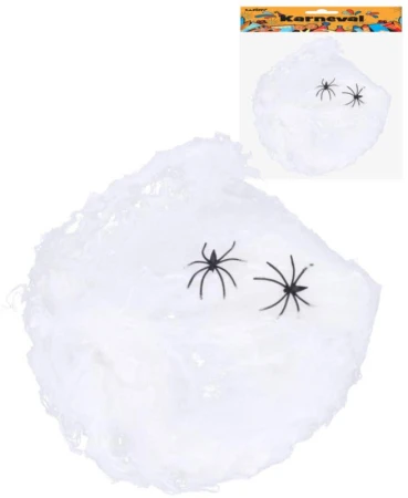 KARNEVAL Dekorácia set pavučina so 2 pavúkmi Halloween v sáčku KARNEVAL Dekorácia set pavučina so 2 pavúkmi Halloween v sáčku