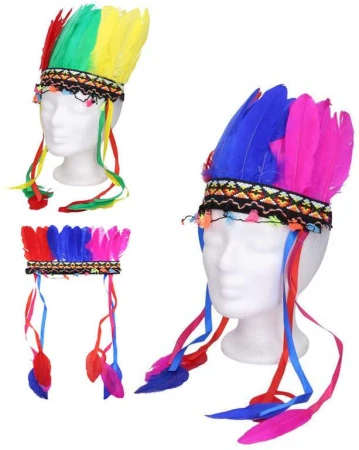 KARNEVAL Indián barevná čelenka 5 barev (karnevalový doplněk) KARNEVAL Indián barevná čelenka 5 barev (karnevalový doplněk)