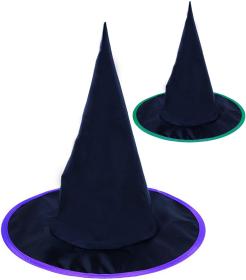 KARNEVAL Klobouk čaroděj černý 2 barvy špičatý (karnevalový doplněk)