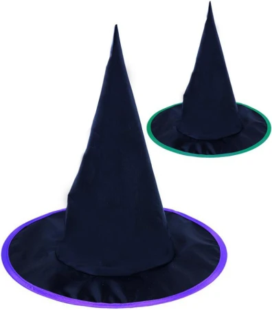 KARNEVAL Klobouk čaroděj černý 2 barvy špičatý (karnevalový doplněk) KARNEVAL Klobouk čaroděj černý 2 barvy špičatý (karnevalový doplněk)