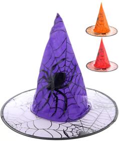KARNEVAL Klobúk čarodejnícky pavučina 6 farieb (karnevalový doplnok)