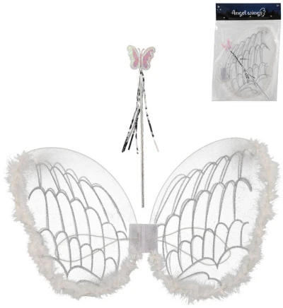 KARNEVAL Křídla andělská set s hůlkou (karnevalový doplněk)