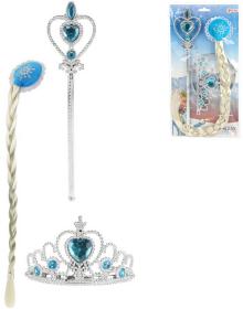 KARNEVAL Ledová princezna set s copem 4ks (karnevalový doplněk)