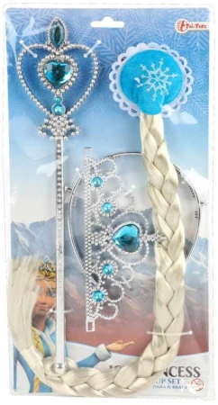 KARNEVAL Ledová princezna set s copem 4ks (karnevalový doplněk)