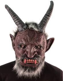 KARNEVAL Maska čert Belzebub s vlasy a vousy (karnevalový doplněk)