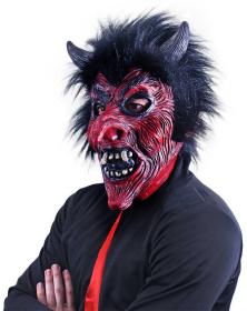 KARNEVAL Maska čert s vlasy (karnevalový doplněk)