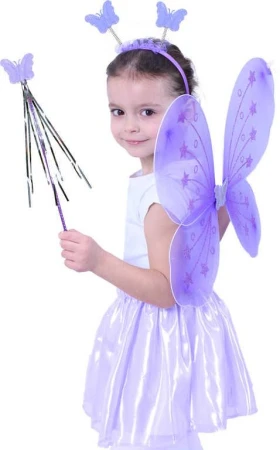 KARNEVAL Motýlí křídla s čelenkou a hůlkou fialová (karnevalový doplněk) KARNEVAL Motýlí křídla s čelenkou a hůlkou fialová (karnevalový doplněk)