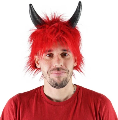 KARNEVAL Paruka čert s rohy červená (karnevalový doplněk) KARNEVAL Paruka čert s rohy červená (karnevalový doplněk)